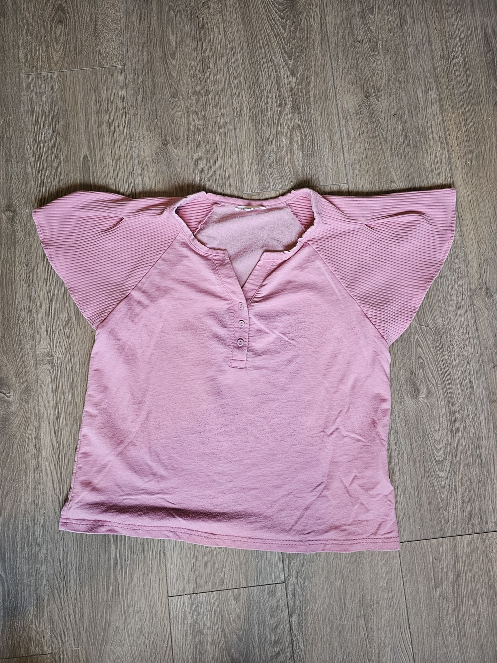 Jane and Delancey Soft Pink Flutter Sleeve Henley